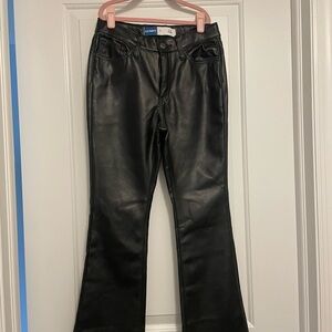 Black Faux Leather Flare Pants